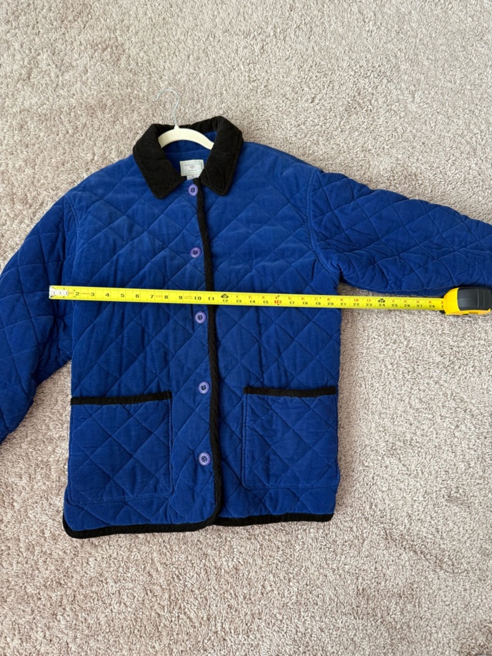 Susan Bristol Vintage Blue Quilted Barn Jacket with Black Corduroy Trim Med - Picture 6 of 15